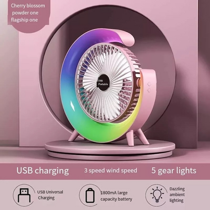 Mini Ventilator Wireless cu LED RGB SB‑138 – Răcorire Inteligentă pentru Vară