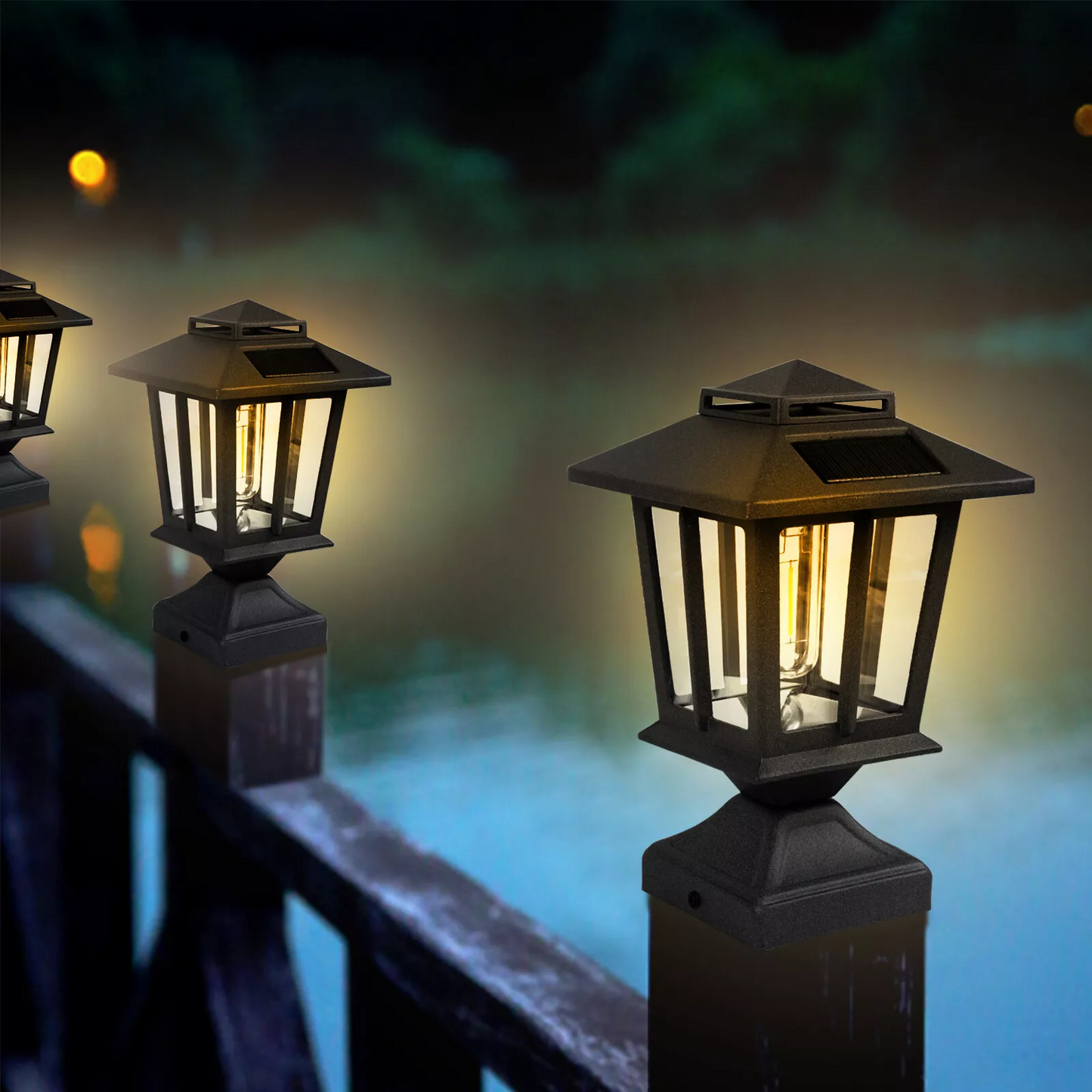 Set 4 Lămpi Solare Tip Felinar – Stil și Siguranță pentru Curte, Gard și Gazon