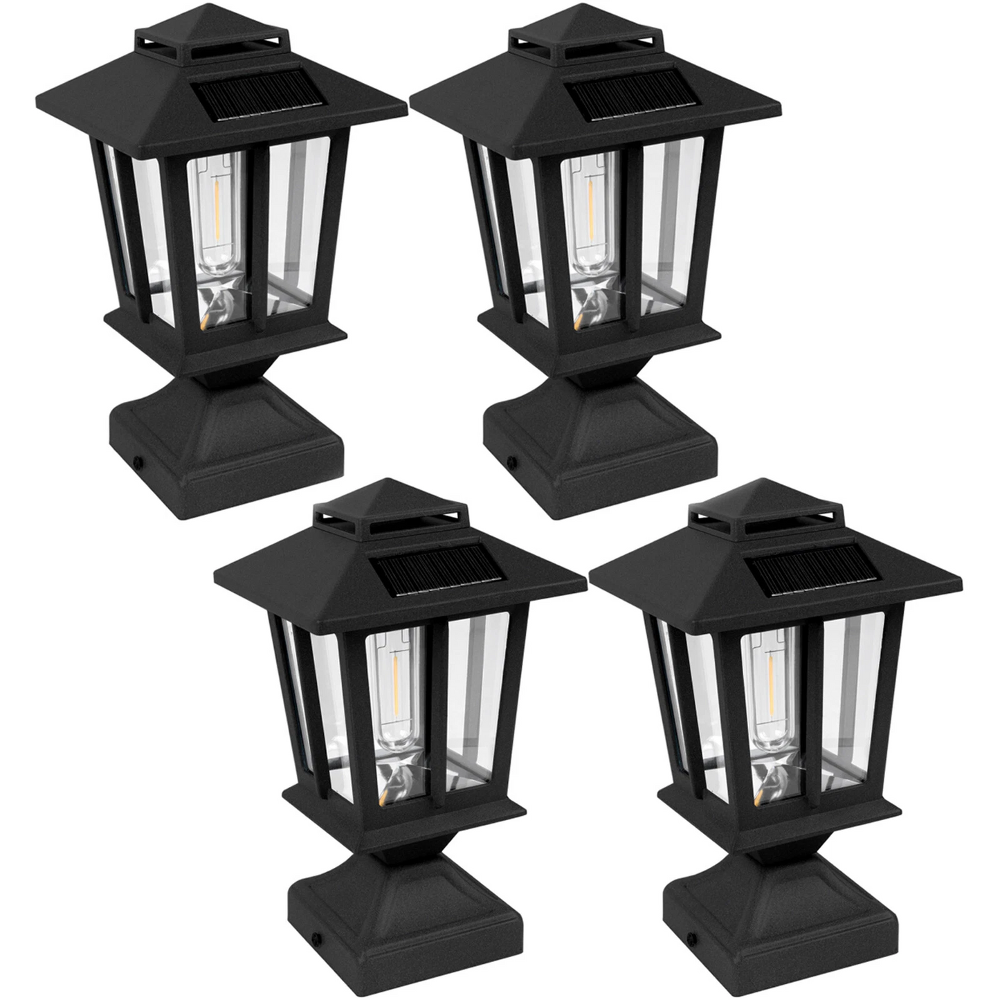 Set 4 Lămpi Solare Tip Felinar – Stil și Siguranță pentru Curte, Gard și Gazon