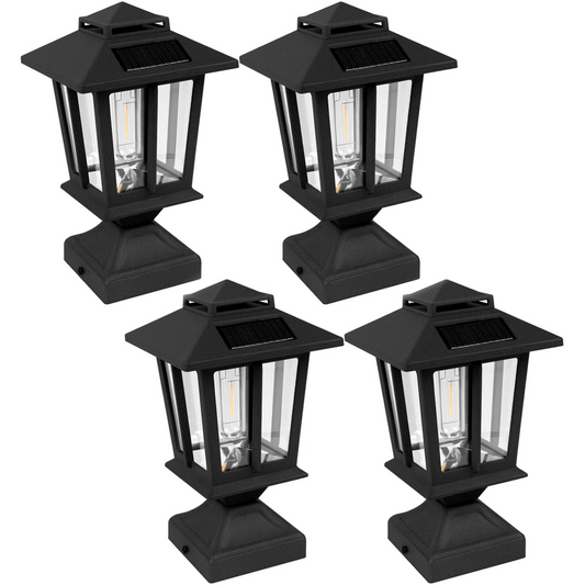 Set 4 Lămpi Solare Tip Felinar – Stil și Siguranță pentru Curte, Gard și Gazon
