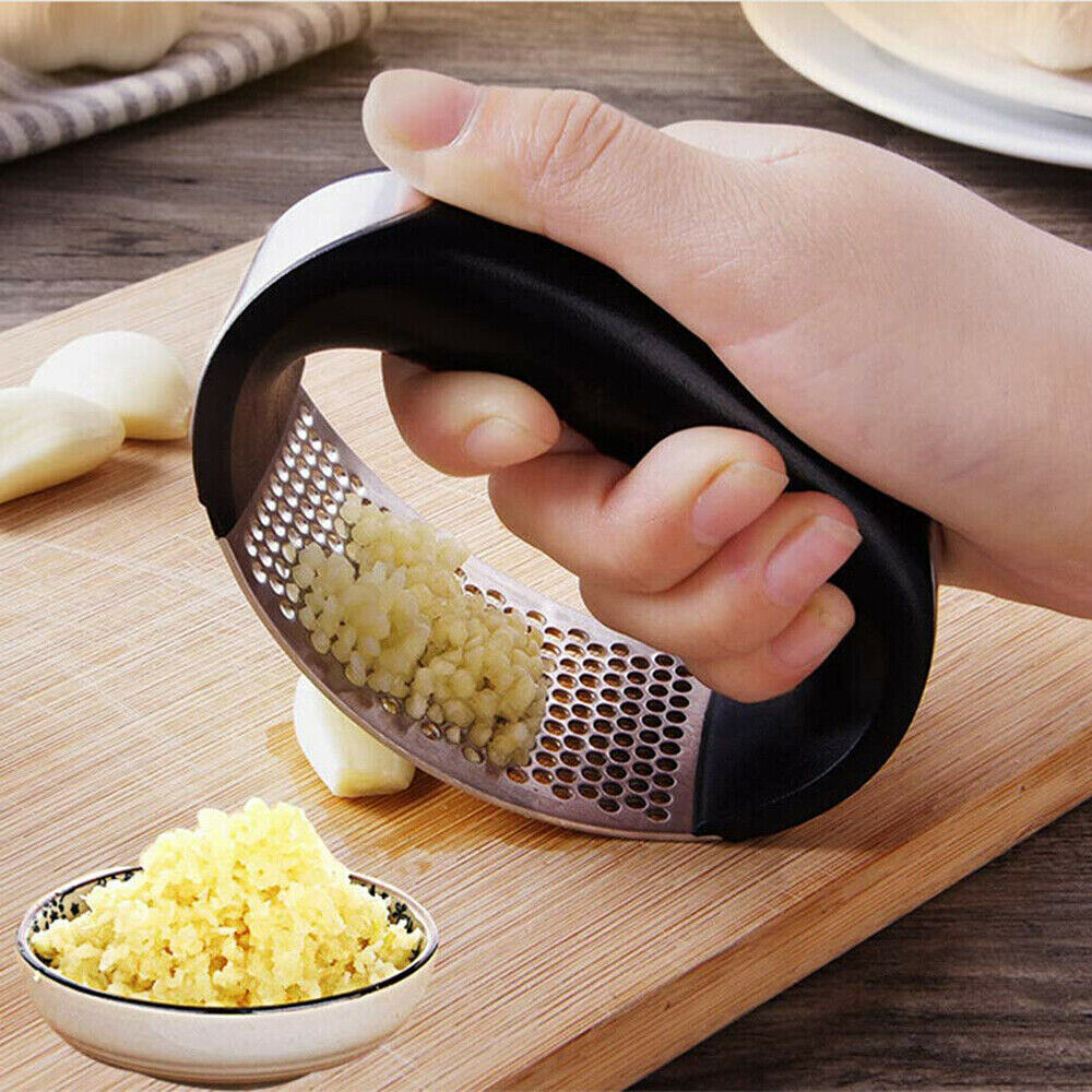 Presa manuala inox pentru usturoi si legume | Design curbat ergonomic | Usor de folosit si curatat, durabil si rezistent