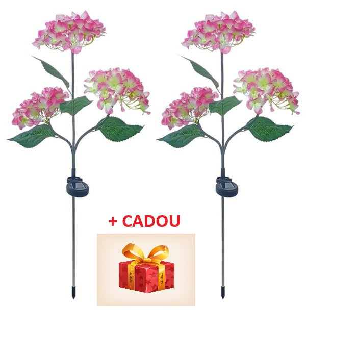 Set 2X Lampa Solara Decorativa de Gradina Flori Roz cu LED 80Cm, Iluminat Exterior, Rezistent la Apa, Decor Ambiental pentru Curte si terasa+ CADOU