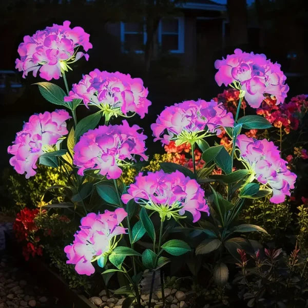 Set 2X Lampa Solara Decorativa de Gradina Flori Roz cu LED 80Cm, Iluminat Exterior, Rezistent la Apa, Decor Ambiental pentru Curte si terasa+ CADOU