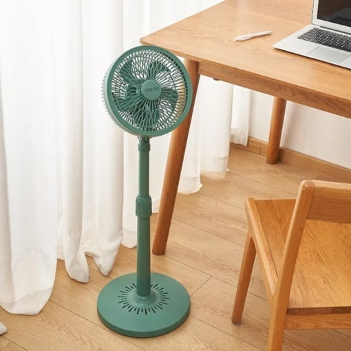 Ventilator de camera, vertical, cu picior reglabil super silentios, cu baza rotunda anti-alunecare, cu 3 viteze, putere 25W, verde